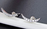 Sterling Silver Crescent Moon Stud Earrings