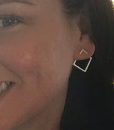 Sterling Silver Geometric Square Jacket Earring