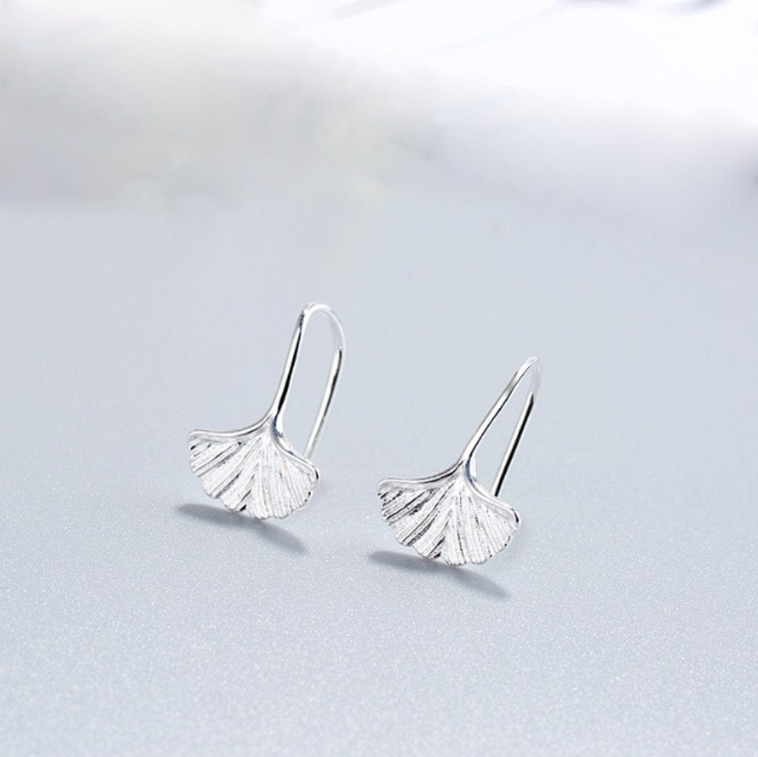 Ginkgo leaf hot sale earrings silver