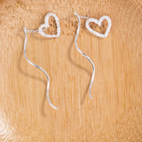 Sterling Silver Heart Threader Earrings