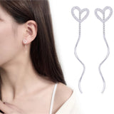 Sterling Silver Heart Threader Earrings