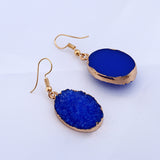 Emma Gold Drop Earrings in Royal Blue Drusy