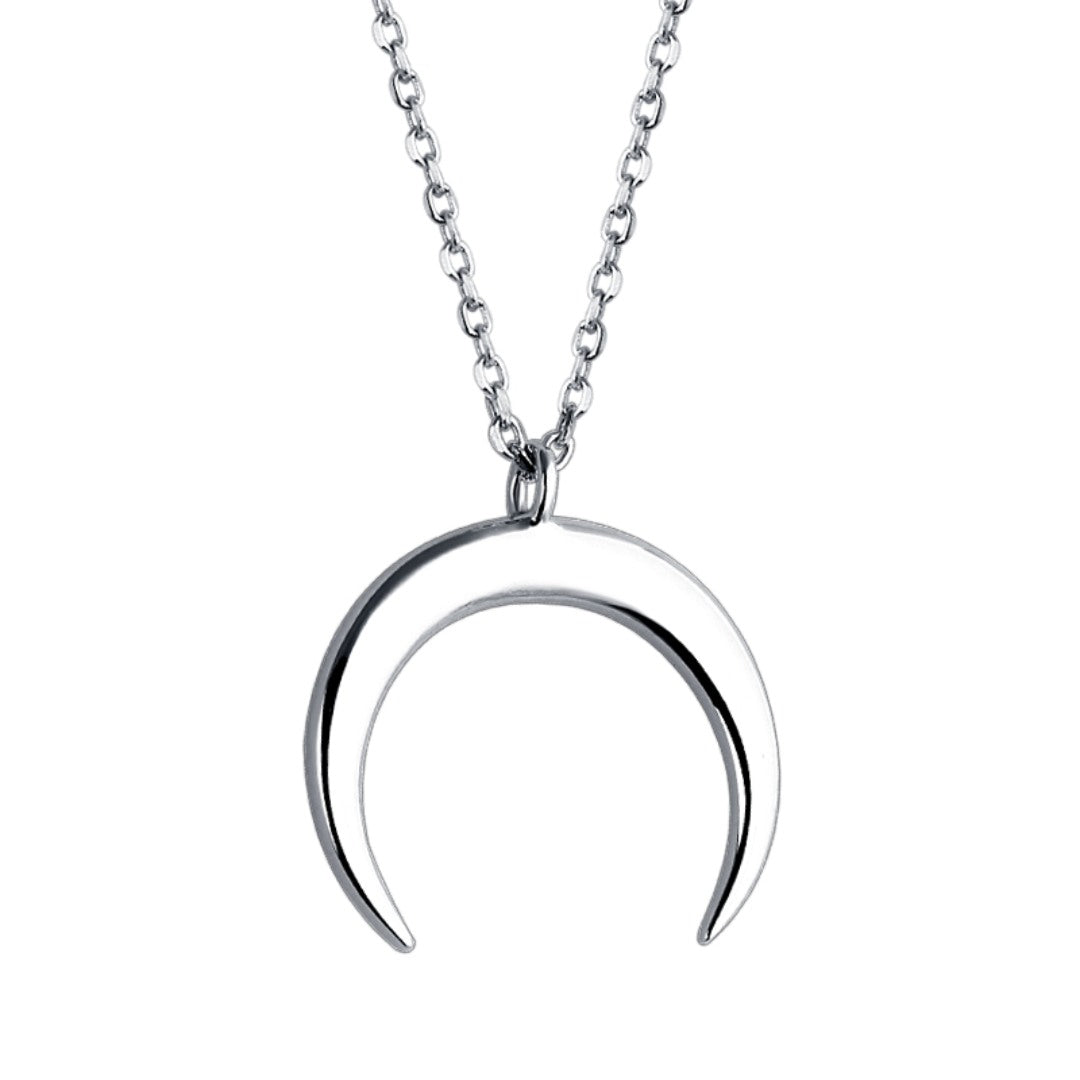 Sterling Silver Crescent Moon Pendant Necklace – ASMISTYLE