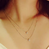 Sterling Silver Double Layered Circle Star Necklace