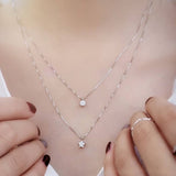 Sterling Silver Double Layered Circle Star Necklace