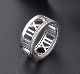 Sterling Silver Cersie Roman Numerals Band Ring
