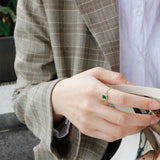 Sterling Silver Gold Emerald Adjustable Bolo Ring