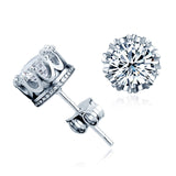 Sterling Silver Crown Stud Earring