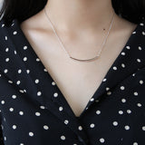 Sterling Silver Curved Bar Necklace