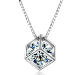 Sterling Silver Zircon Cube Pendant