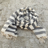 Fair Trade Grey & White Stripe Monochrome Scarf