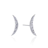 Sterling Silver Crescent Moon Stud Earrings