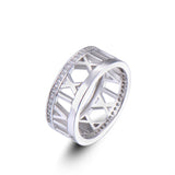 Sterling Silver Cersie Roman Numerals Band Ring