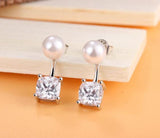 Sterling Silver Pearl & Zircon Ear Jacket Earrings