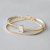 Sterling Silver Temperament Zircon Double Chain Bracelet