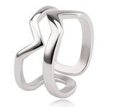 Sterling Silver Double Chevron Wave Ring