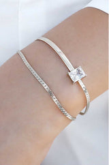 Sterling Silver Temperament Zircon Double Chain Bracelet
