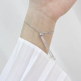 Sterling Silver Pave Bow Bolo Bracelet