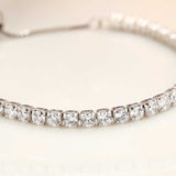 Sterling Silver Round Cut Zircon Bolo Tennis Bracelet