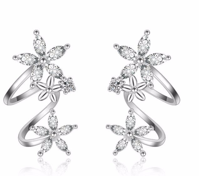 Sterling Silver Flower Earring Cuff – ASMISTYLE
