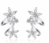 Sterling Silver Flower Climber Earrings