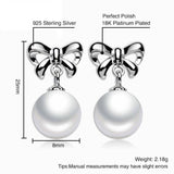 Sterling Silver Bow Cultured Pearl Drop Earrings