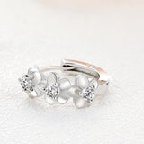 Sterling Silver Flower Huggie Hoop Earring