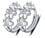 Sterling Silver Flower Huggie Hoop Earring