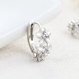 Sterling Silver Flower Huggie Hoop Earring