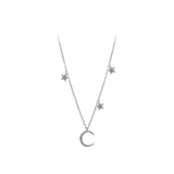Sterling Silver Moon & Star Choker Necklace