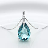 Sterling Silver Zircon and Blue Topaz Pendant Necklace