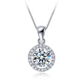 Sterling Silver Round Halo Pendant Necklace