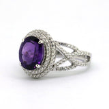 Sterling Silver Amethyst and Zircon Cocktail Ring