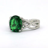 Sterling Silver Emerald & Zircon Cocktail Ring
