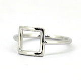 Sterling Silver Geometric Square Ring