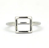Sterling Silver Geometric Square Ring