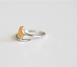 Sterling Silver Ginkgo Leaf Open Ring
