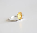Sterling Silver Ginkgo Leaf Open Ring