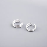 Sterling Silver Tri-hoop Round Ear Cuff