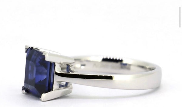 Square Sapphire Solitaire Ring