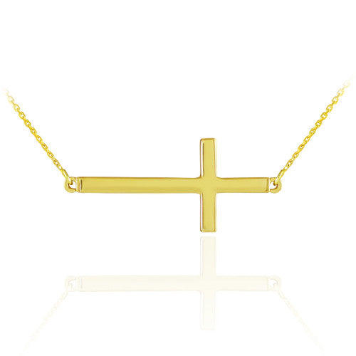 Sterling Silver Sideways Faith Cross Necklace