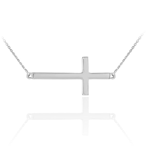 Sterling Silver Sideways Faith Cross Necklace