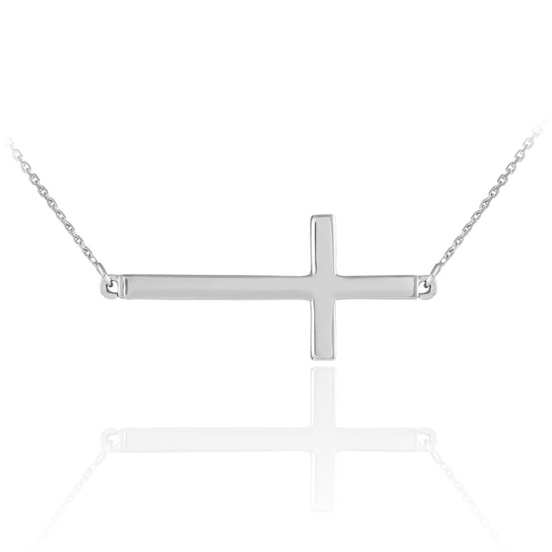 Sterling Silver Sideways Faith Cross Necklace