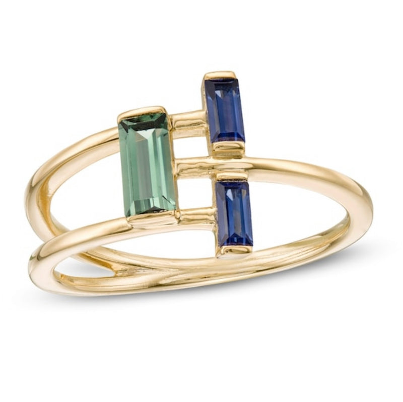 Gold Three Gemstone Ring