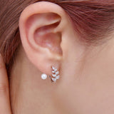 Sterling Silver Pearl Olive Leaf Earrings