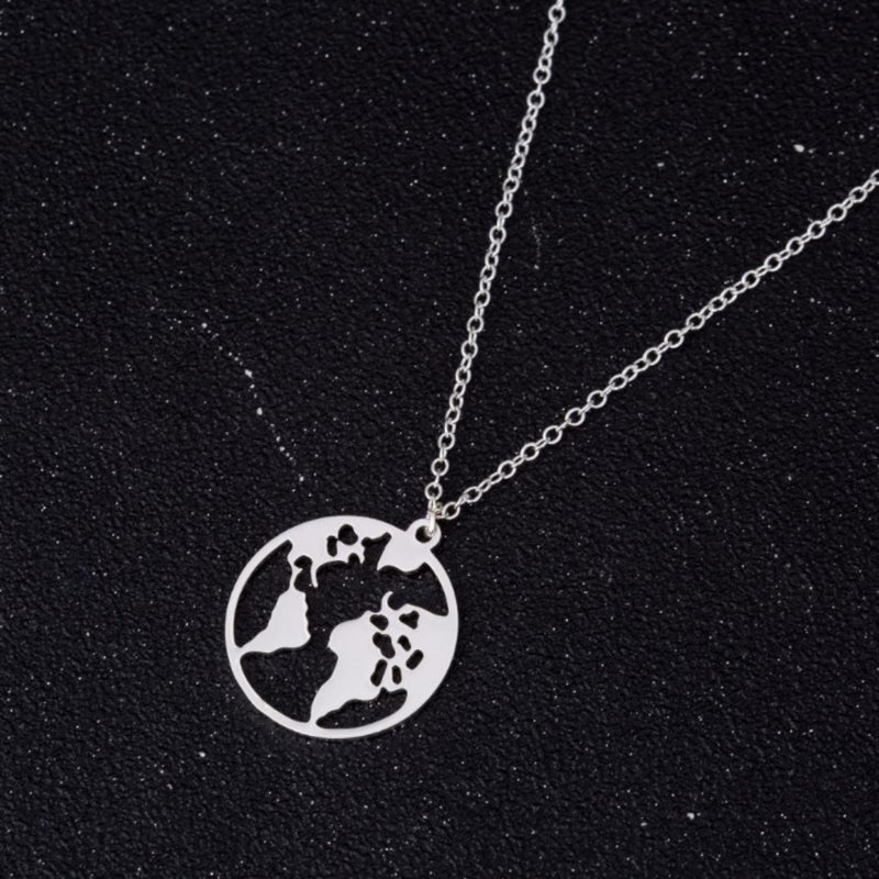 Sterling Silver World oGlobe World Map Going Places Necklace
