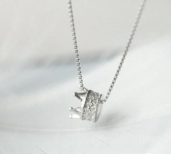 Sterling Silver Crown Pendant Necklace