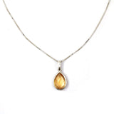 Sterling Silver Teardrop Gemstone Pendant Necklace
