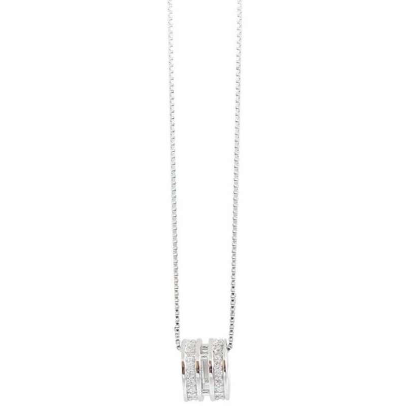 Sterling Silver Double Barrel Bead Necklace