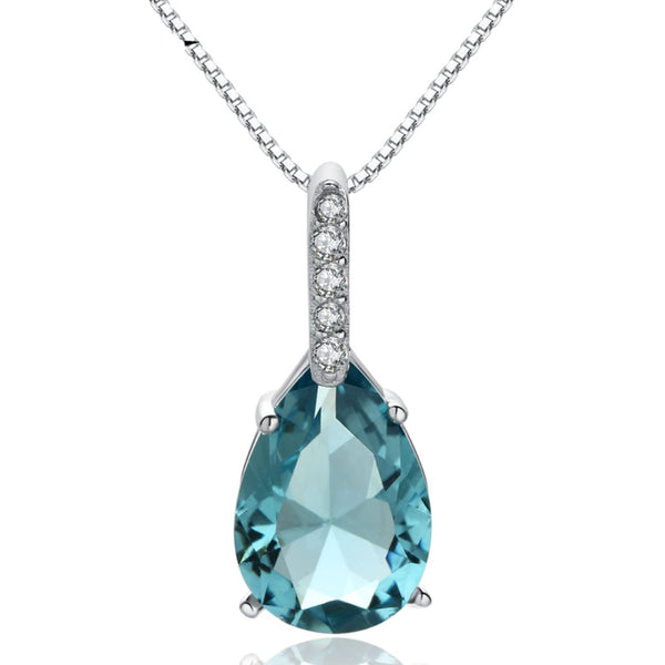 Sterling Silver Zircon and Blue Topaz Pendant Necklace